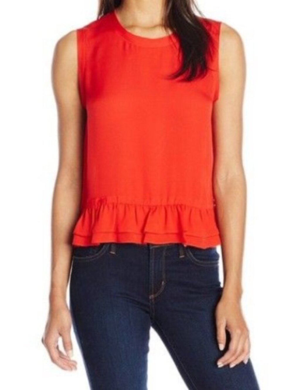 Rebecca Minkoff Red Silk Ruffle Hem Sleeveless Blouse Size S